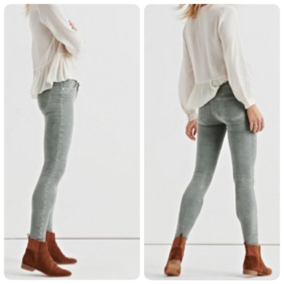 Lucky Brand Ava Super Skinny‎ Velvet Pant Shadow Mint Size 6/28 7W14198 - Picture 2 of 13